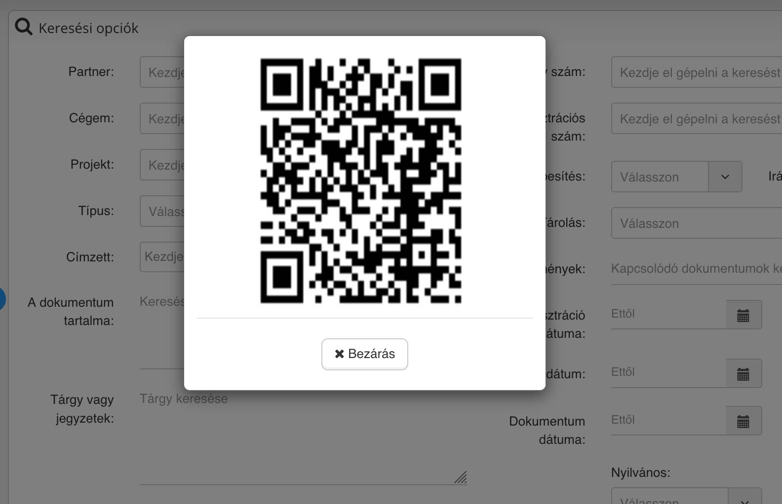 alkalmazás beépített QR kód olvasóval is rendelkezik