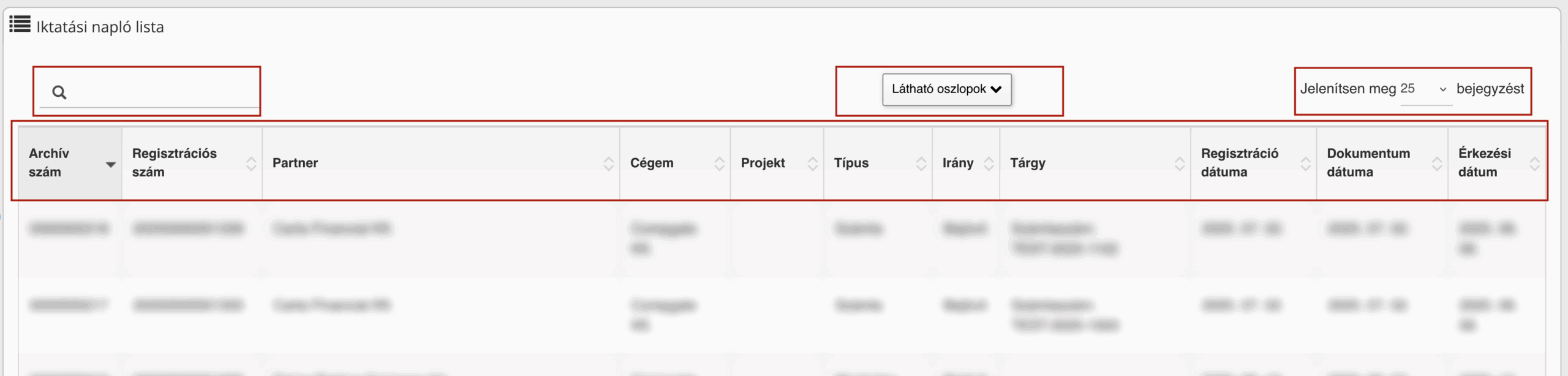 Iktatási napló – Lista Iktatási napló – Lista