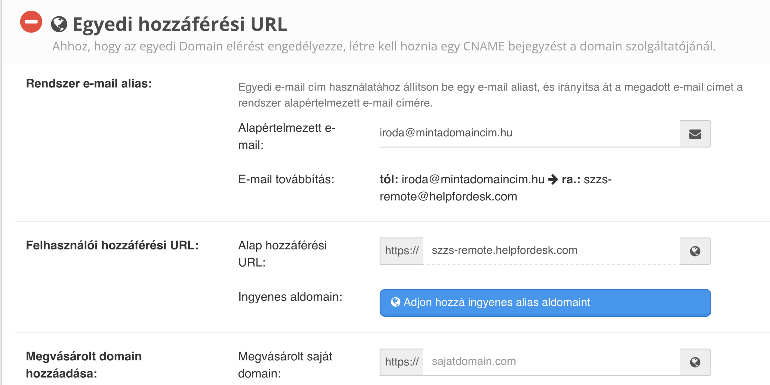 Egyedi hozzáférési URL | Helpfordesk